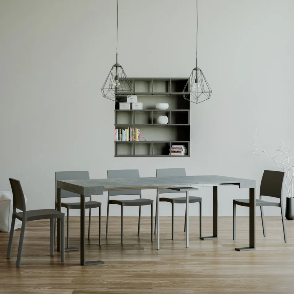 Udtrækkelig konsol op til 300 cm med antracitramme lavet i Italien - kæmpe Viadurini