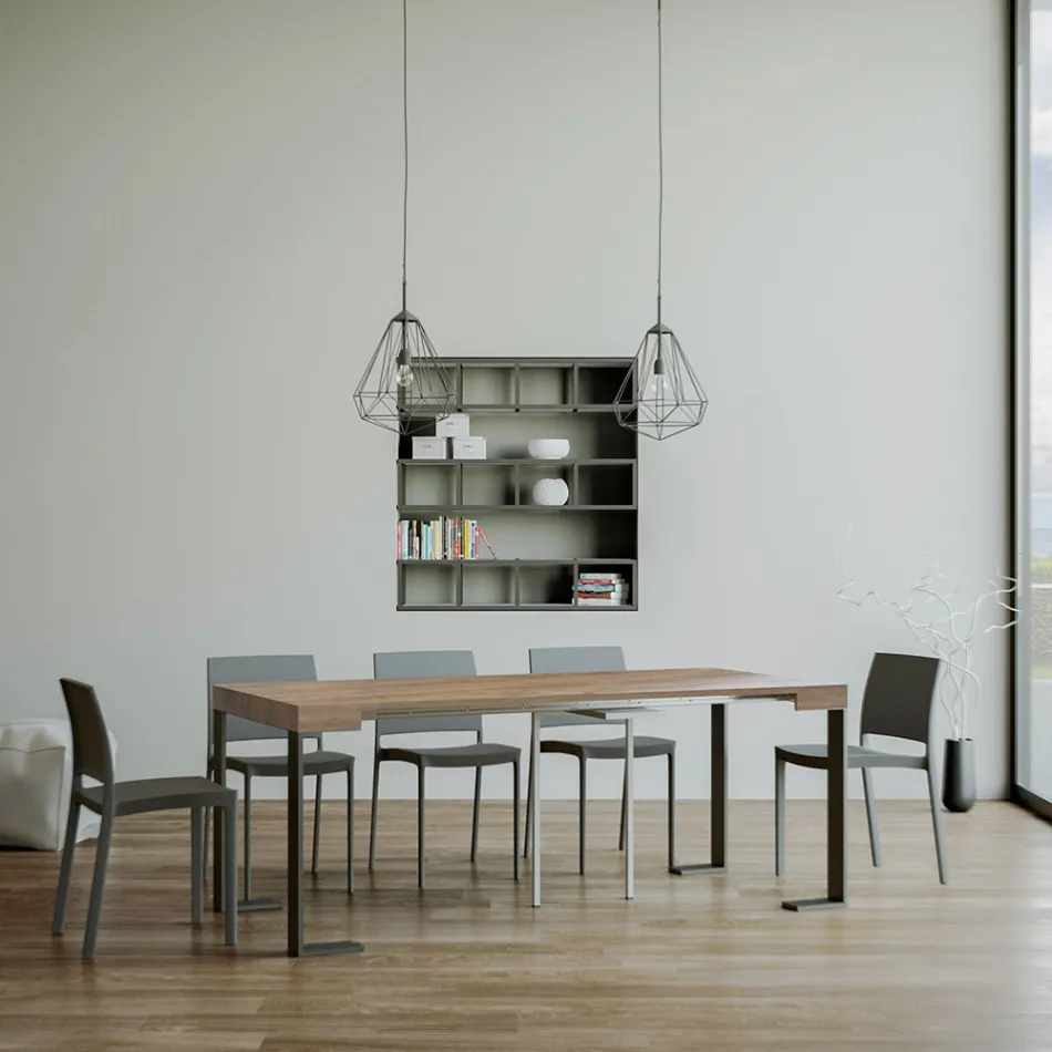 Udtrækkelig konsol op til 300 cm med antracitramme lavet i Italien - kæmpe Viadurini