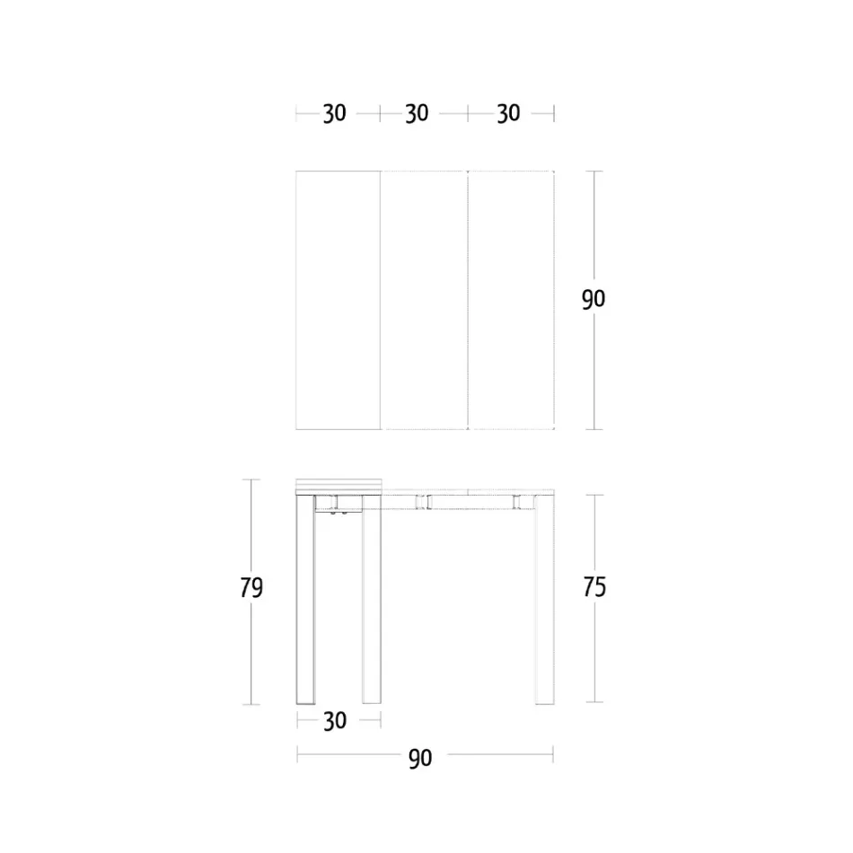 Udtrækkelig konsol op til 90 cm i melamin og metal Made in Italy - Taske Viadurini