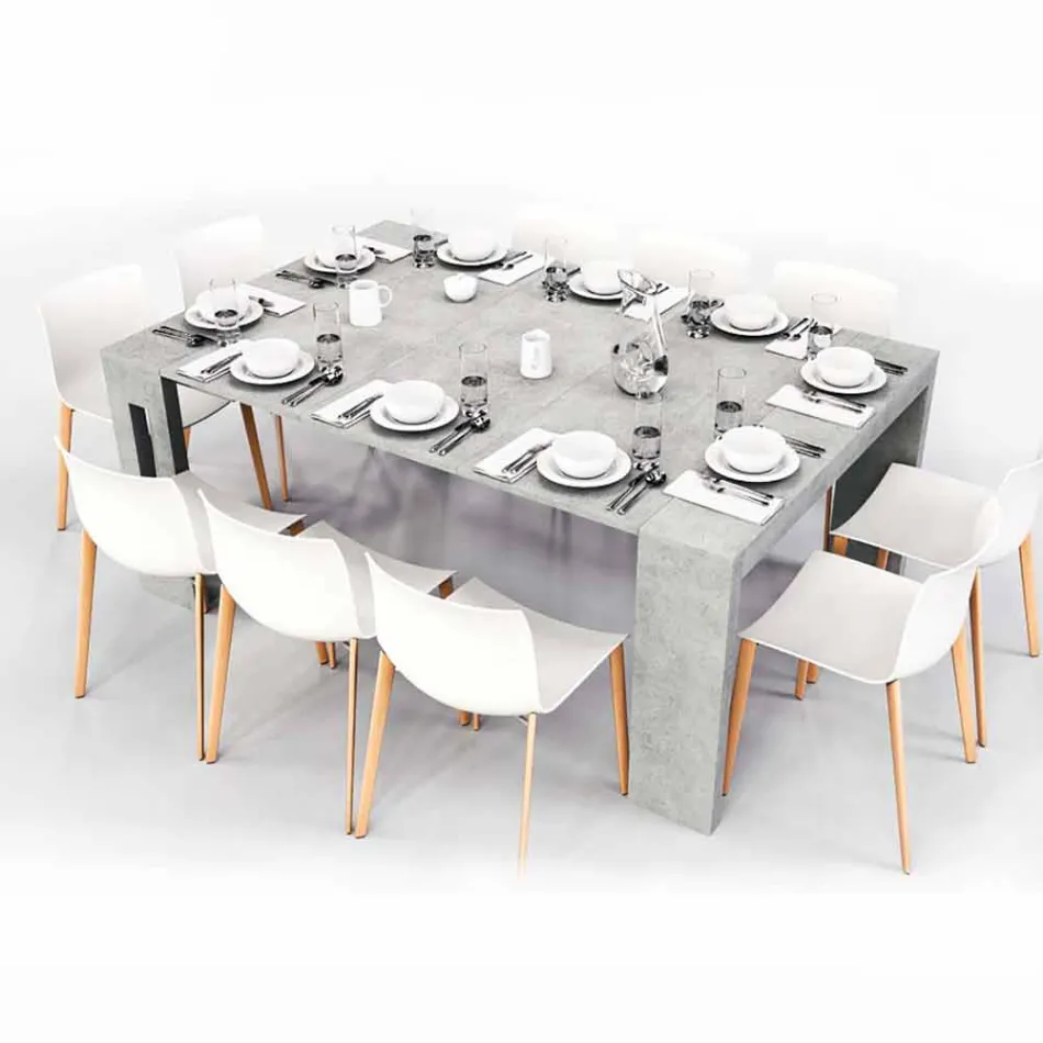 Udvidelig konsol i melamin med integrerede Ussana extensions Viadurini