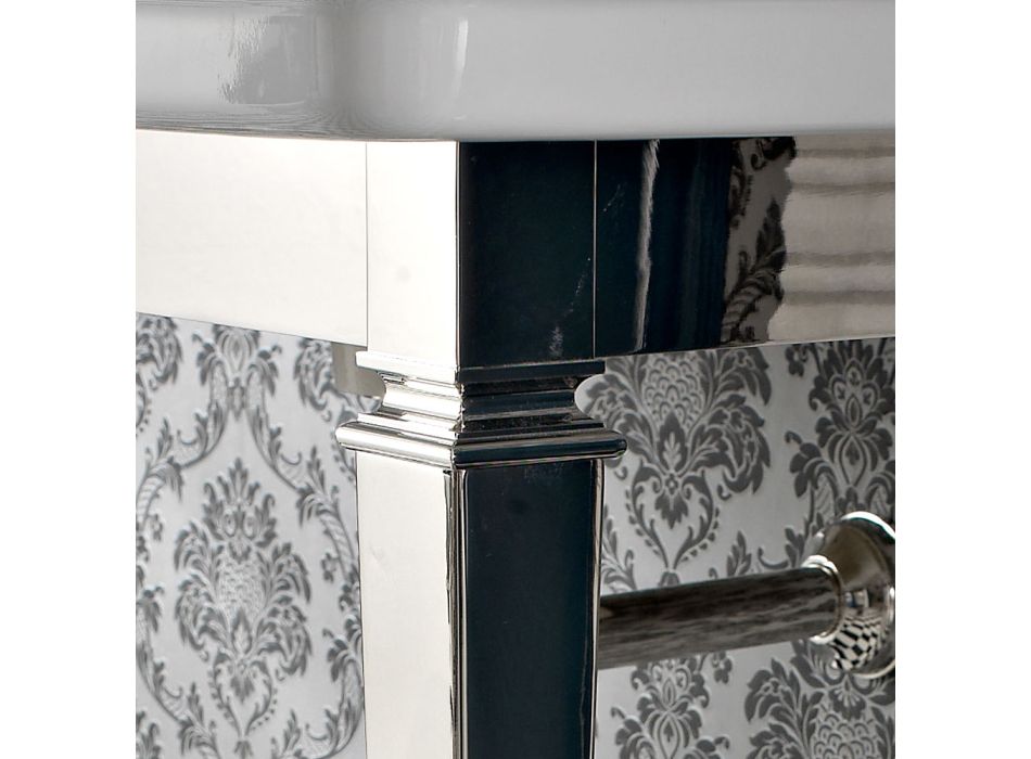 105 cm Vintage hvid keramisk badeværelse konsol med fødder, fremstillet i Italien - Marwa