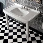 Vintage badeværelseskonsol 105 cm i hvid keramik med fødder, lavet i Italien - Marwa Viadurini