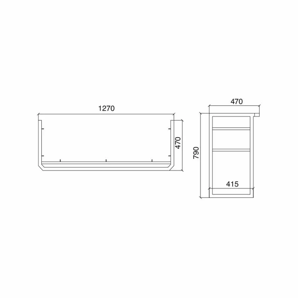 Badeværelseskonsol L 135 cm med dobbelt skål i keramik med fødder - Nausica Viadurini