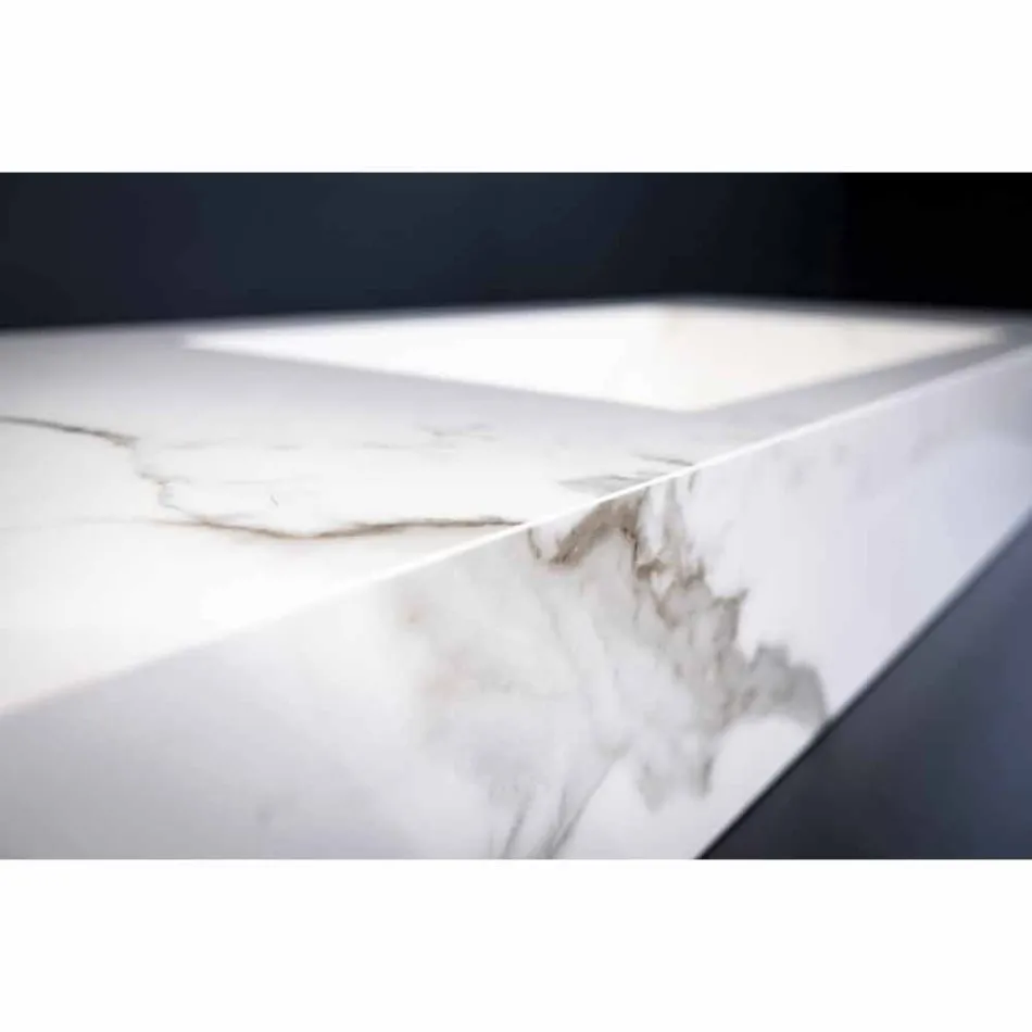 Badeværelse konsol Integreret håndvask og ophængt hylde i Gres 4 finish - Rampina Viadurini