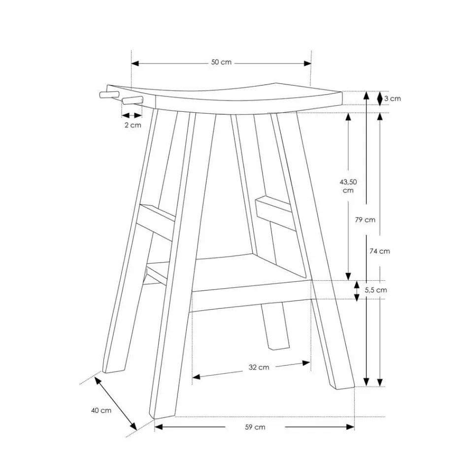 Moderne badeværelseskonsol i naturligt teaktræ med sidekroge - Zacary Viadurini