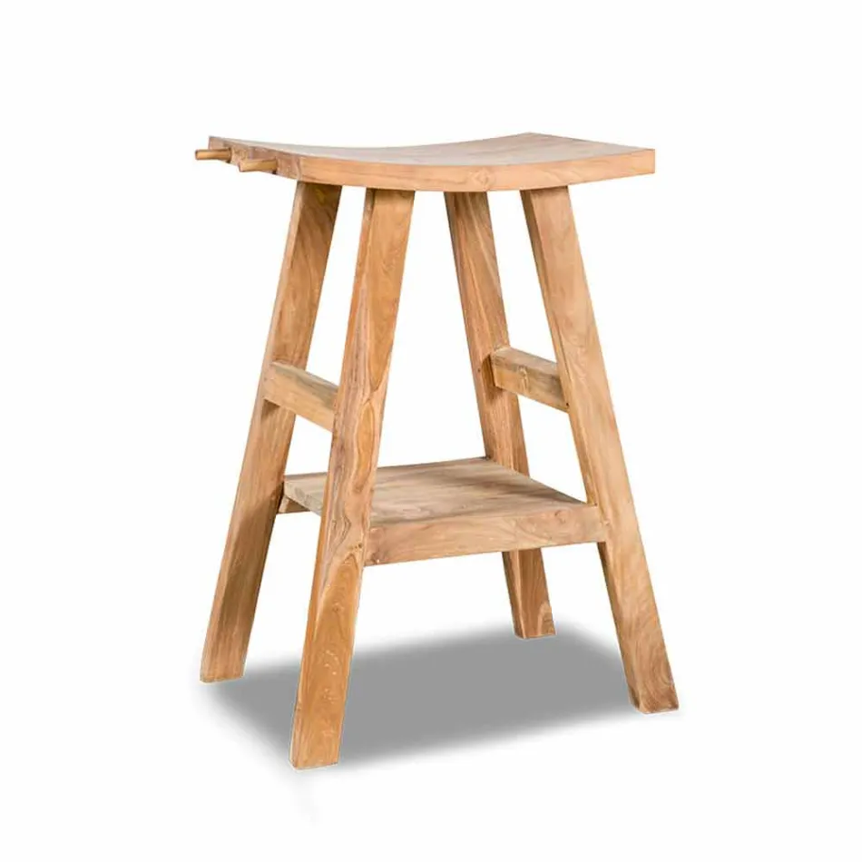 Moderne badeværelseskonsol i naturligt teaktræ med sidekroge - Zacary Viadurini