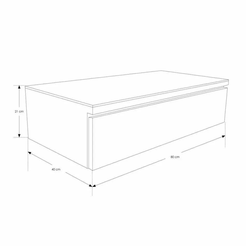 Hængende badeværelseskonsol i teaktræ og Hi Macs® med opbevaringsskuffe - Rodolfo Viadurini