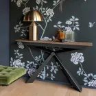 Konsol med mørteleffekttop og metalbase lavet i Italien - Timedio Viadurini