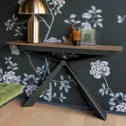 Konsol med mørteleffekttop og metalbase lavet i Italien - Timedio Viadurini