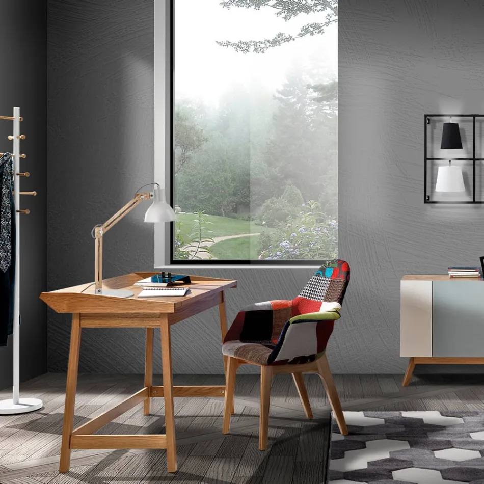 Konsol med PC Skrivebord i MDF og Træ - Fodbold Viadurini