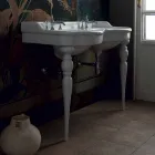 Classic dobbelt skål badeværelse konsol lavet i Italien, Magda Viadurini