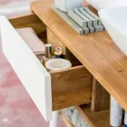 Moderne design teak badeværelse konsol i Pistoia naturlige teak Viadurini