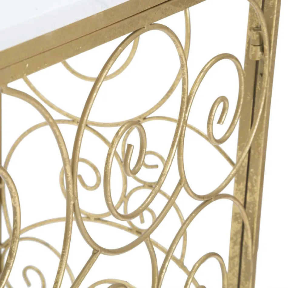 Indgangskonsol i guldfinishjern med marmorplade - Carlotta Viadurini