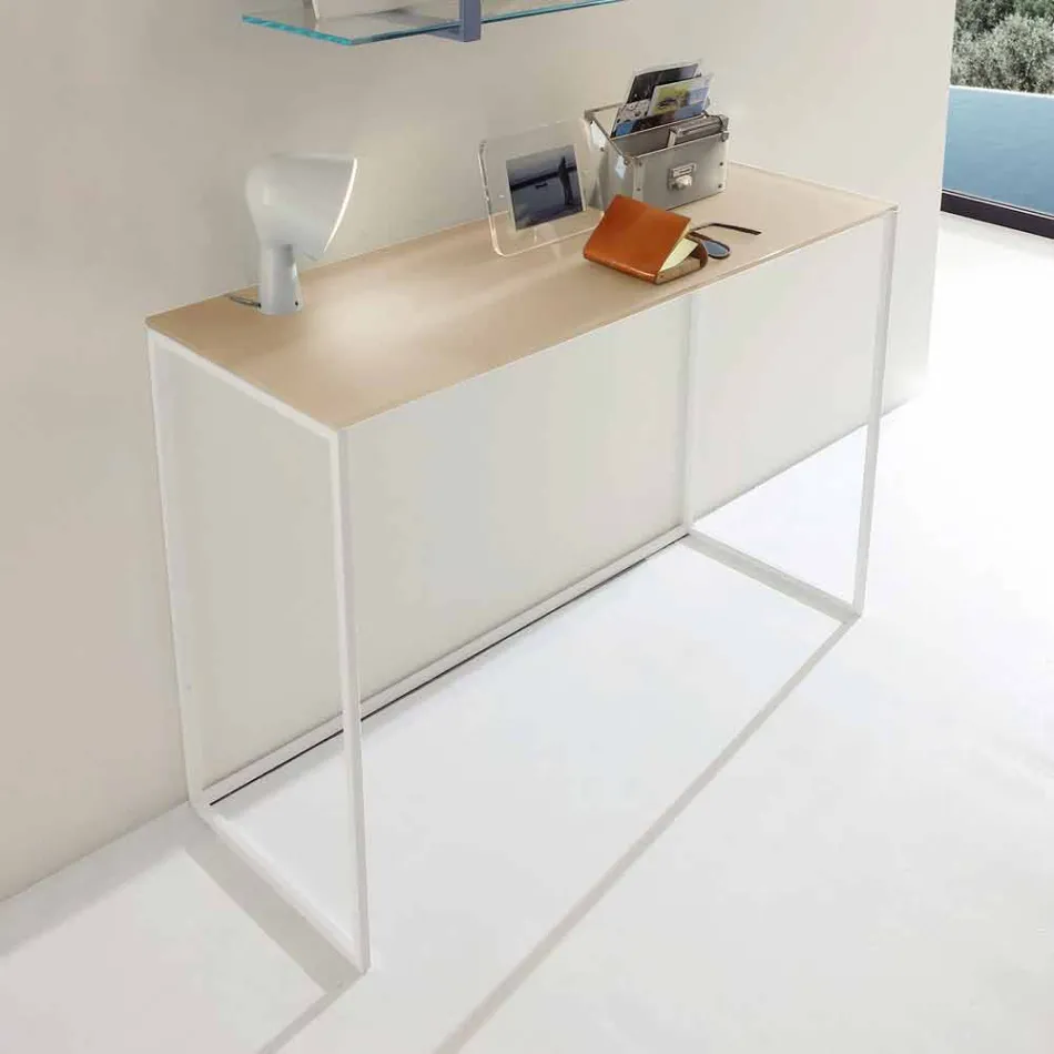 Metal stue konsol med krystal top fremstillet i Italien - Iridio Viadurini