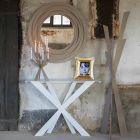 Vogn til stue eller indgang i farvet jern fremstillet i Italien - Zecchina Viadurini