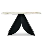 Cristina metalkonsolbord med marmorlignende keramikplade til stuen Viadurini