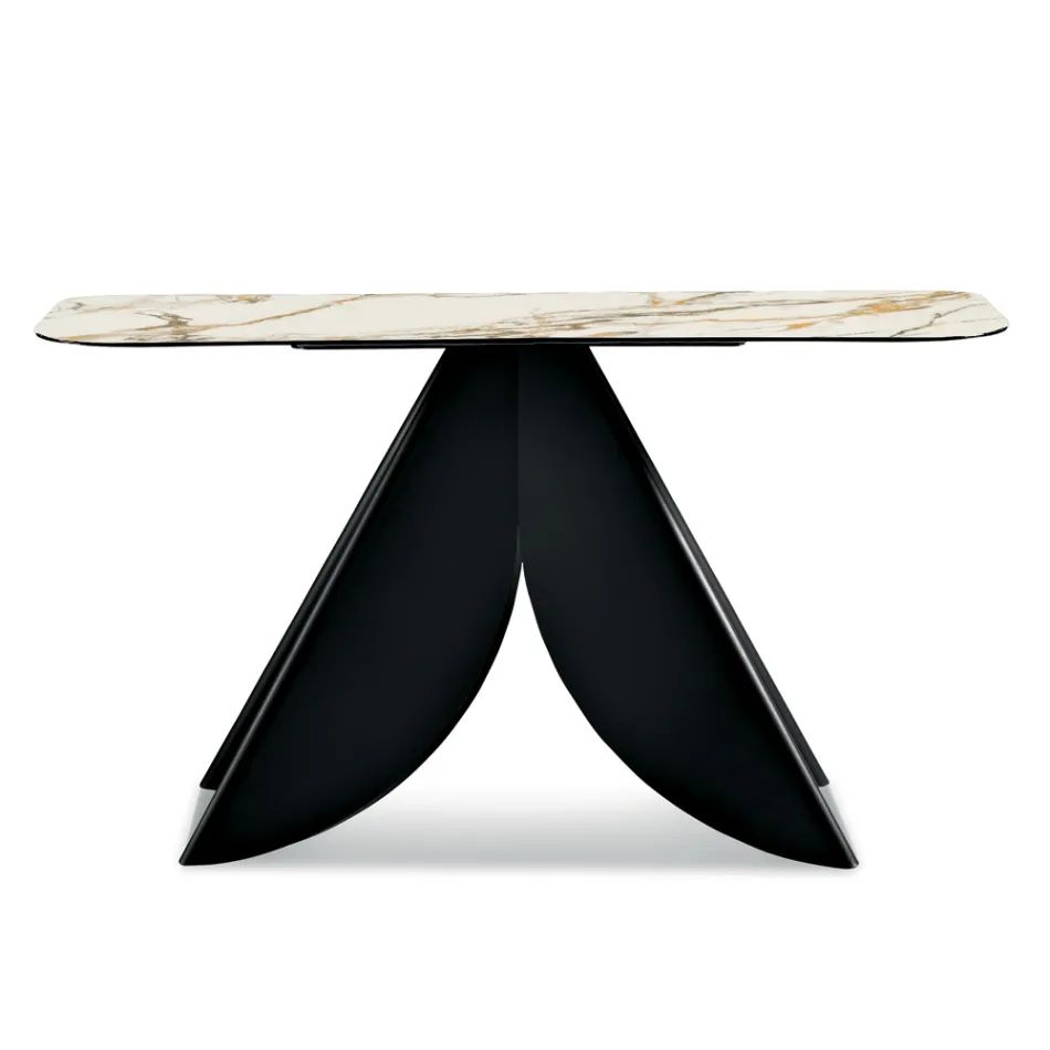 Cristina metalkonsolbord med marmorlignende keramikplade til stuen Viadurini