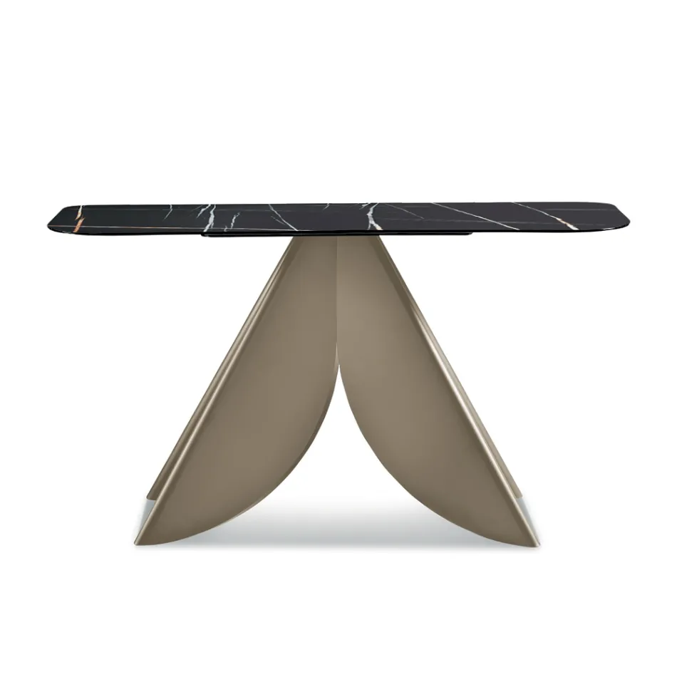 Cristina metalkonsolbord med marmorlignende keramikplade til stuen Viadurini