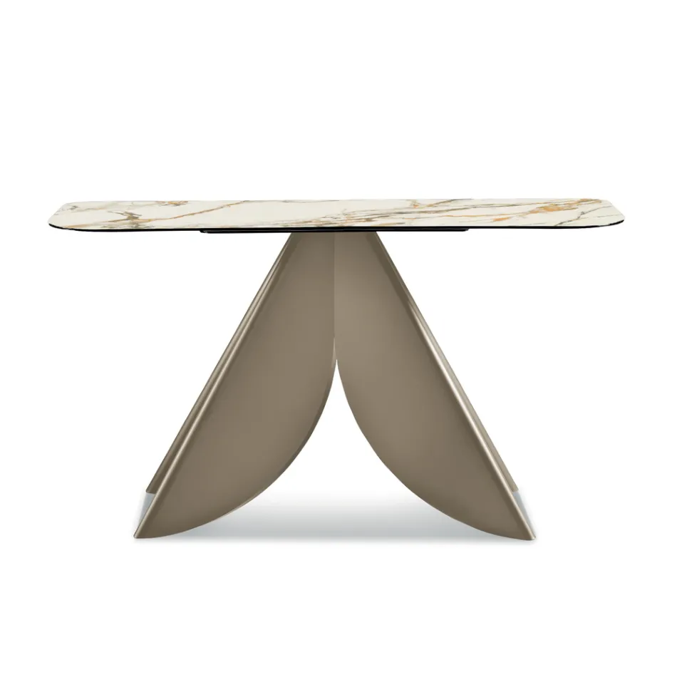 Cristina metalkonsolbord med marmorlignende keramikplade til stuen Viadurini