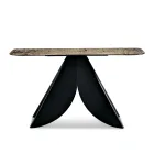 Konsolbord til stue i metal med bagside af forsølvet hamret glasplade - Cristina Viadurini