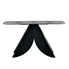 Konsolbord til stue i metal med bagside af forsølvet hamret glasplade - Cristina Viadurini