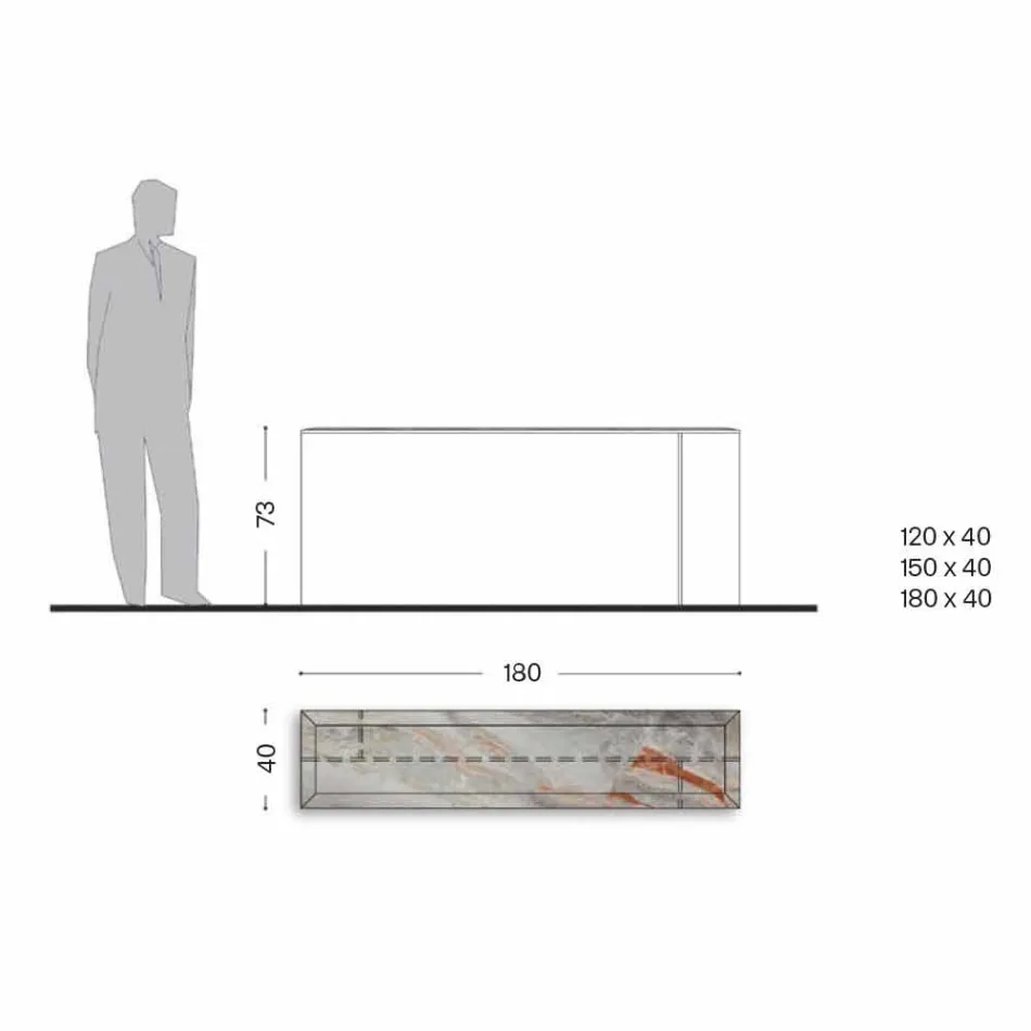 Designkonsol med marmorplade og glasbase Fremstillet i Italien - Molino Viadurini