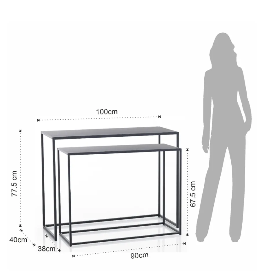 Dobbeltkonsol lavet af antracitstål - Osmium Viadurini