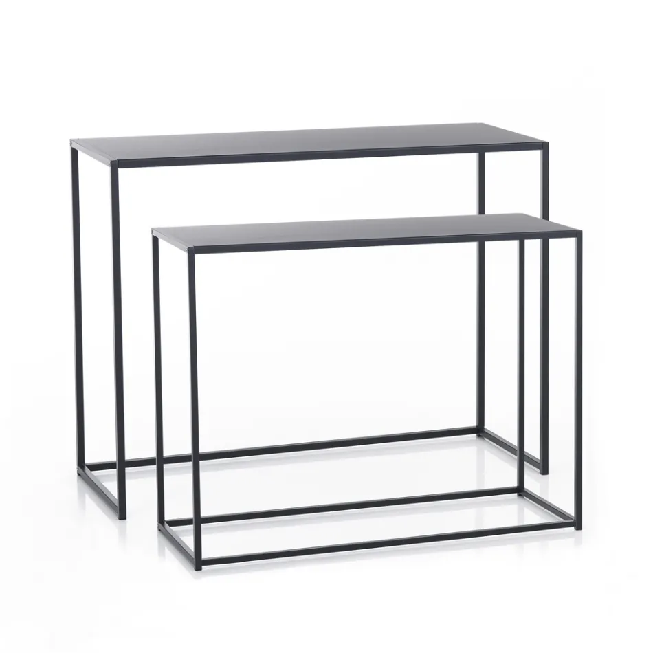 Dobbeltkonsol lavet af antracitstål - Osmium Viadurini