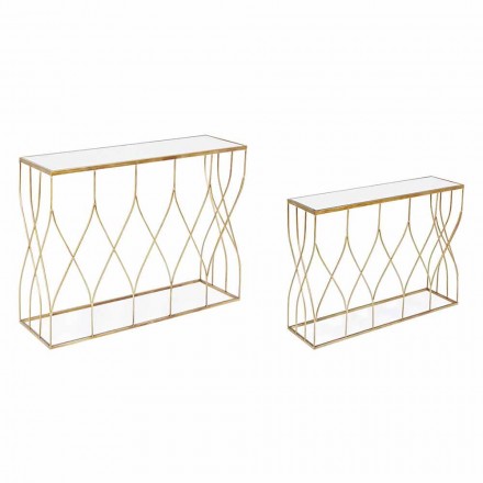 Elegant konsol i stål og glas af moderne design og glamour 2 stykker - Irene Viadurini