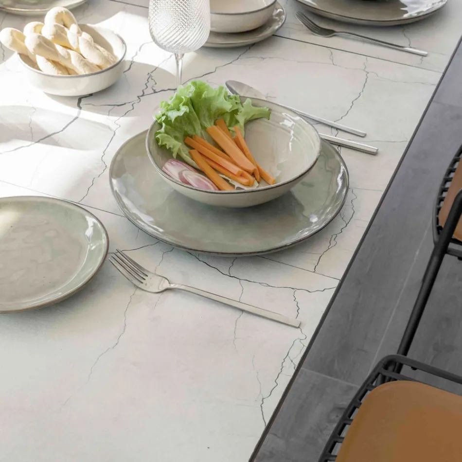 Udtrækkelig udendørskonsol med metalbund og Hpl-top - Aghetto Viadurini