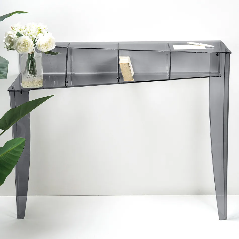 Fast konsol med 4 objektopbevaringsrum i PMMA Made in Italy - Aladdin Viadurini