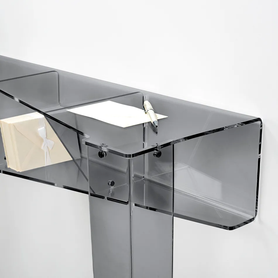 Fast konsol med 4 objektopbevaringsrum i PMMA Made in Italy - Aladdin Viadurini