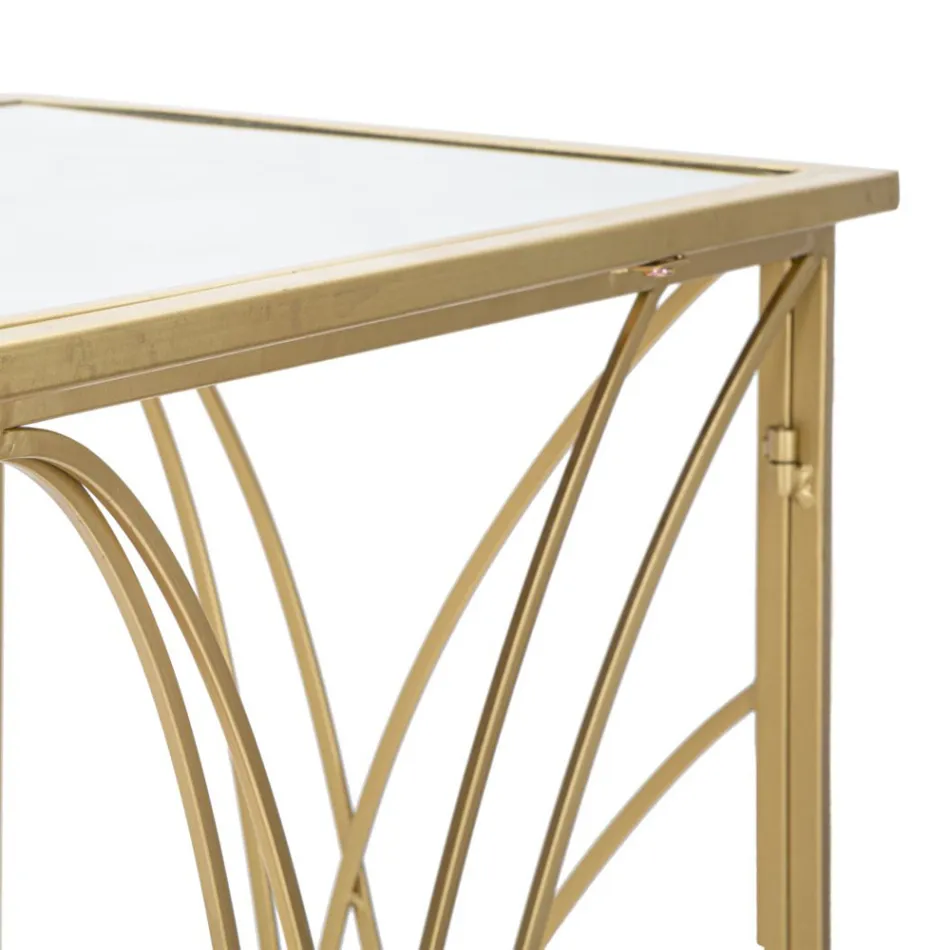 Fast indgangskonsol i gyldent jern med spejlplade - Emilia Viadurini