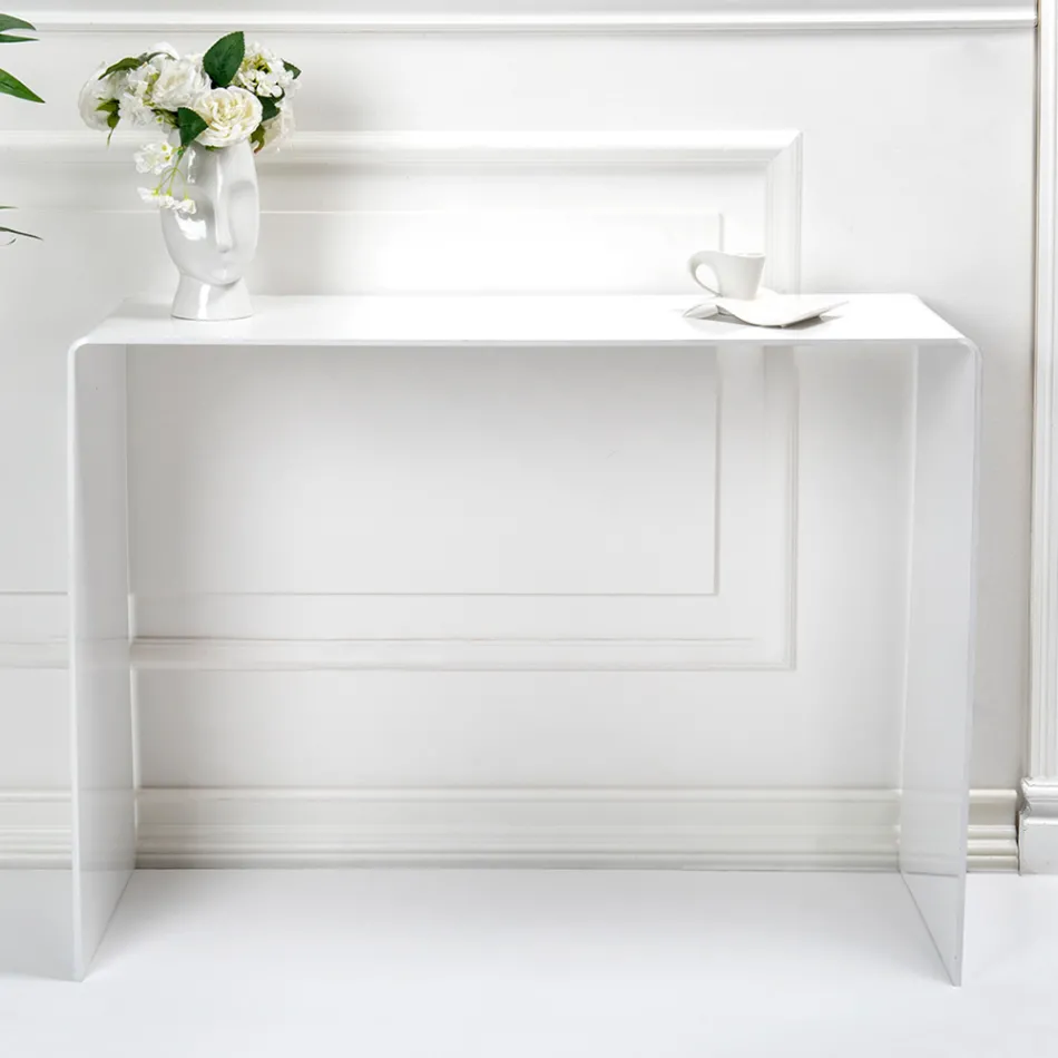 Fast konsol i hvid eller røget plexiglas lavet i Italien - Genio Viadurini