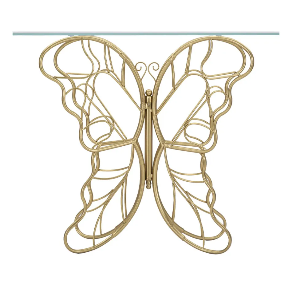 Guldfinish jernkonsol med gennemsigtig glasplade - Farella Viadurini