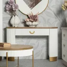 Trækonsol med top og indsatser med afrundet design og skuffe - Rachel Viadurini