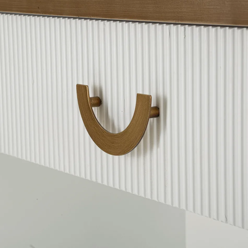 Trækonsol med top og indsatser med afrundet design og skuffe - Rachel Viadurini