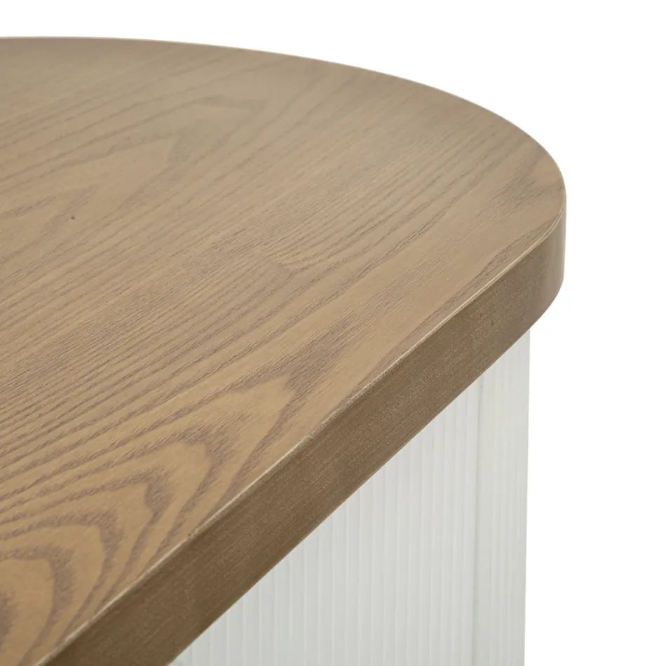 Trækonsol med top og indsatser med afrundet design og skuffe - Rachel Viadurini