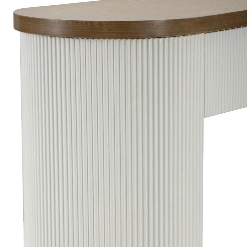 Trækonsol med top og indsatser med afrundet design og skuffe - Rachel Viadurini