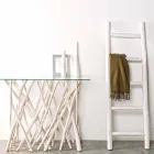 Konsol i bleget teaktræ og luksusdesignet glasplade - Francesca Viadurini