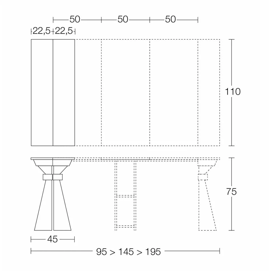 Konsol i træ og metal kan udvides op til 295 cm Fremstillet i Italien - Timedio Viadurini