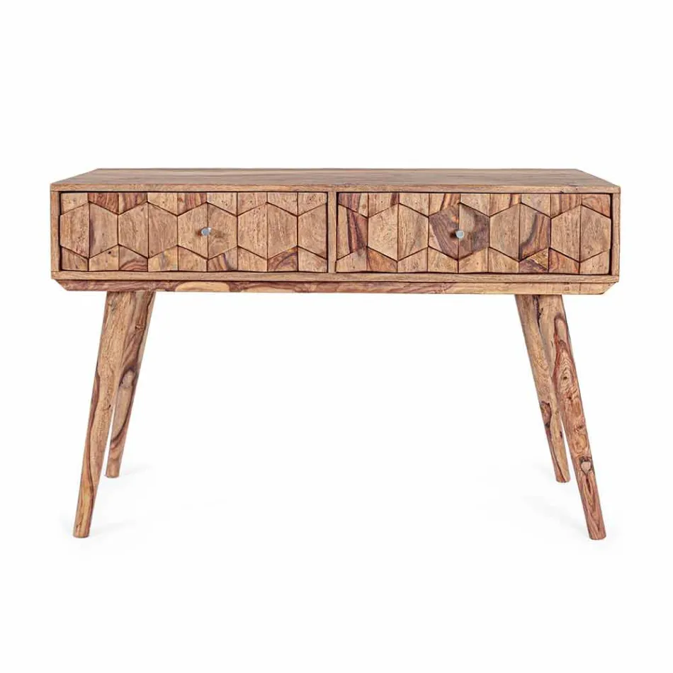 Sheesham-trækonsol med to skuffer Luksus design homemotion - Fregene Viadurini