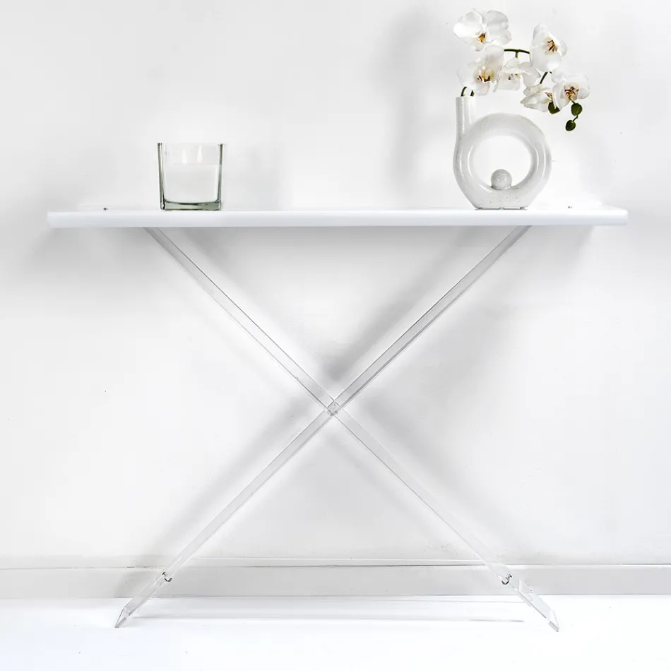 Plexiglas konsol til entré eller stue lavet i Italien - Tennessee Viadurini