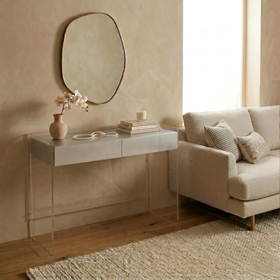 Konsolbord i tre finish lavet af plexiglas fremstillet i Italien - Fedra Viadurini