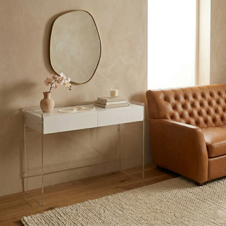 Konsolbord i tre finish lavet af plexiglas fremstillet i Italien - Fedra Viadurini