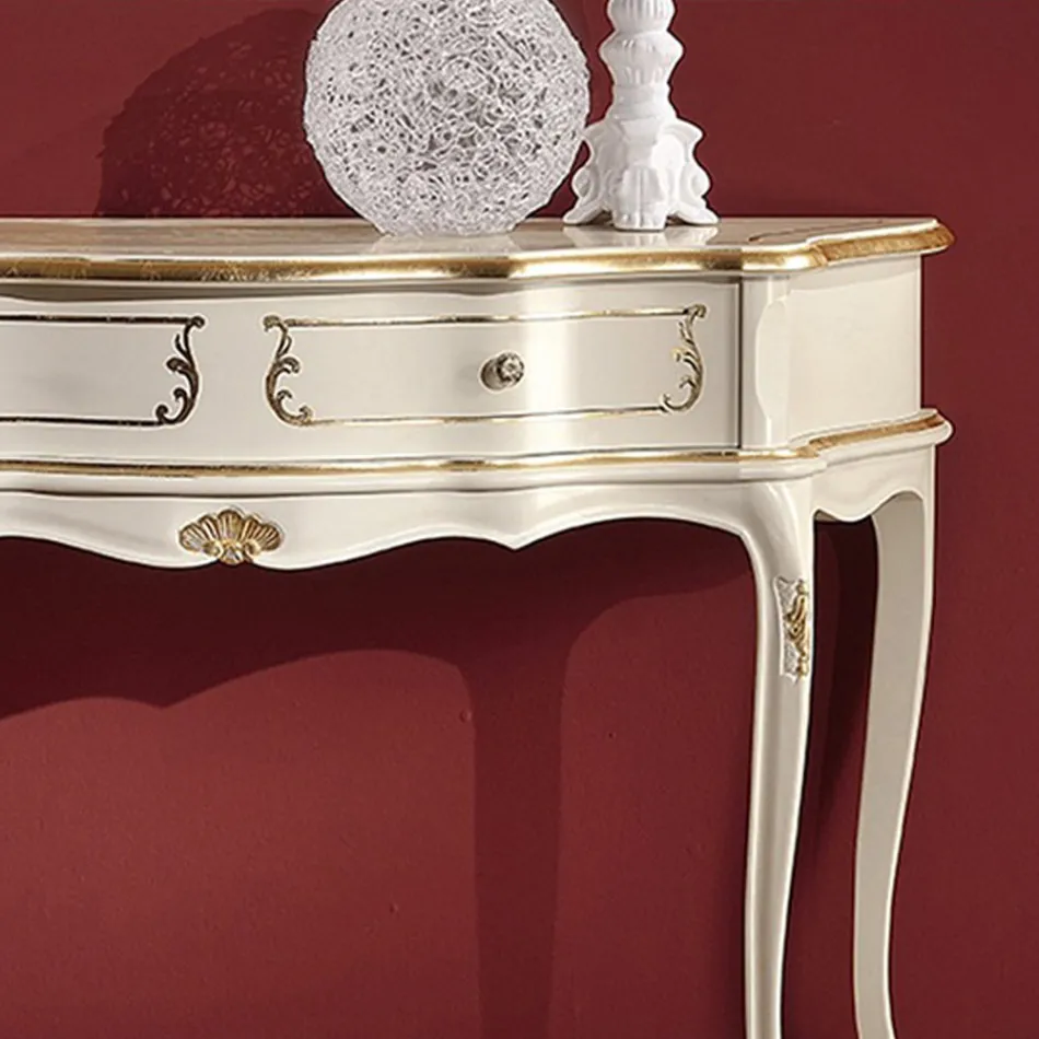 Klassisk indgangskonsol i træ med 1 skuffe lavet i Italien - Leonor Viadurini