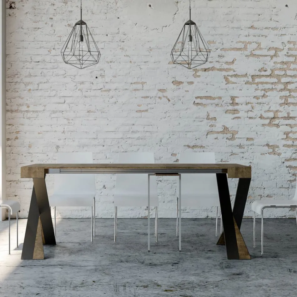 Moderne konsol, der kan forlænges til 300 cm med antracitramme lavet i Italien - Avventura Viadurini