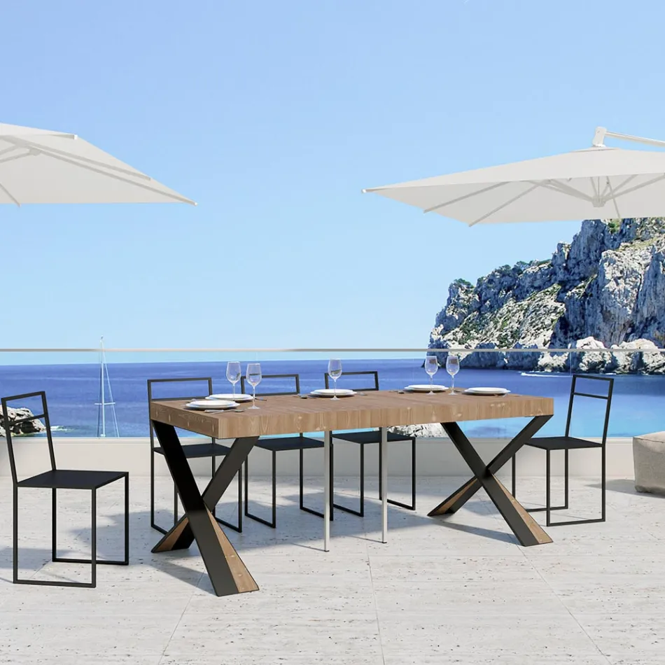 Moderne konsol, der kan forlænges til 300 cm med antracitramme lavet i Italien - Avventura Viadurini