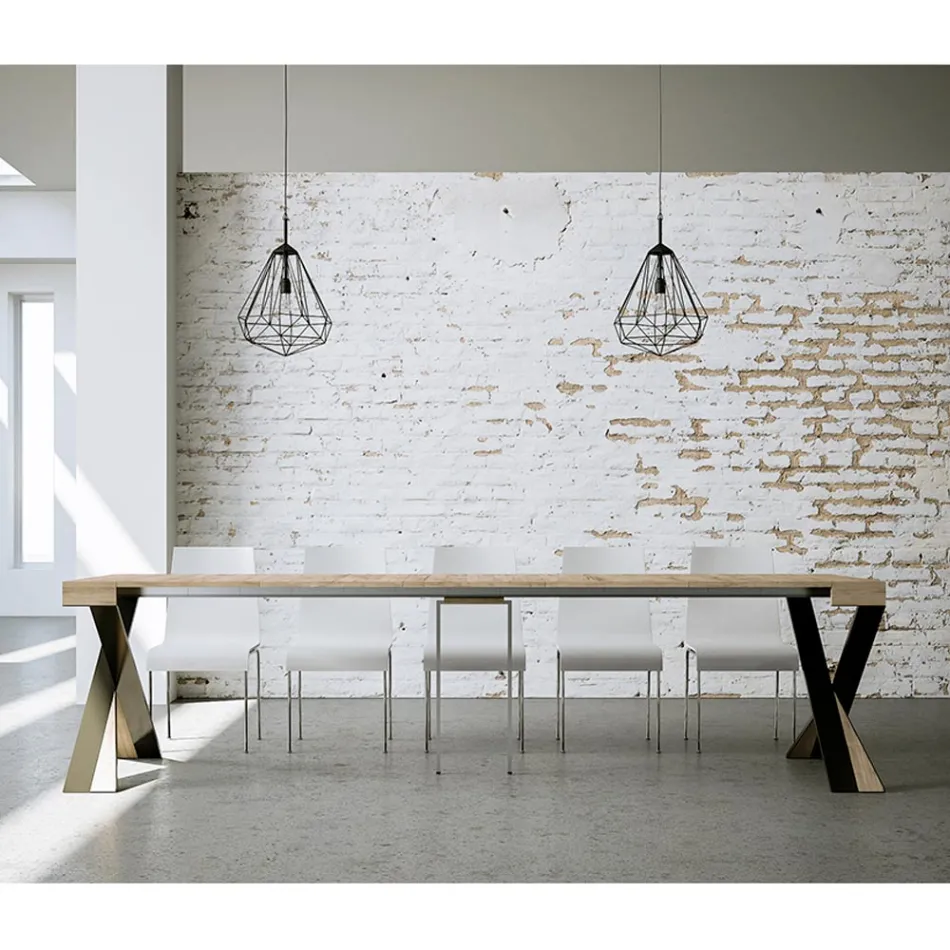 Moderne konsol, der kan forlænges til 300 cm med antracitramme lavet i Italien - Avventura Viadurini