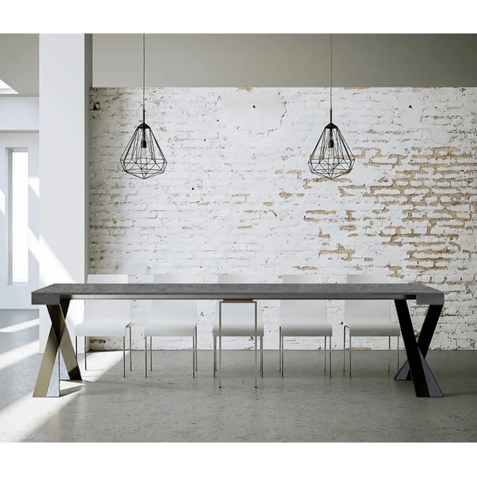 Moderne konsol, der kan forlænges til 300 cm med antracitramme lavet i Italien - Avventura Viadurini